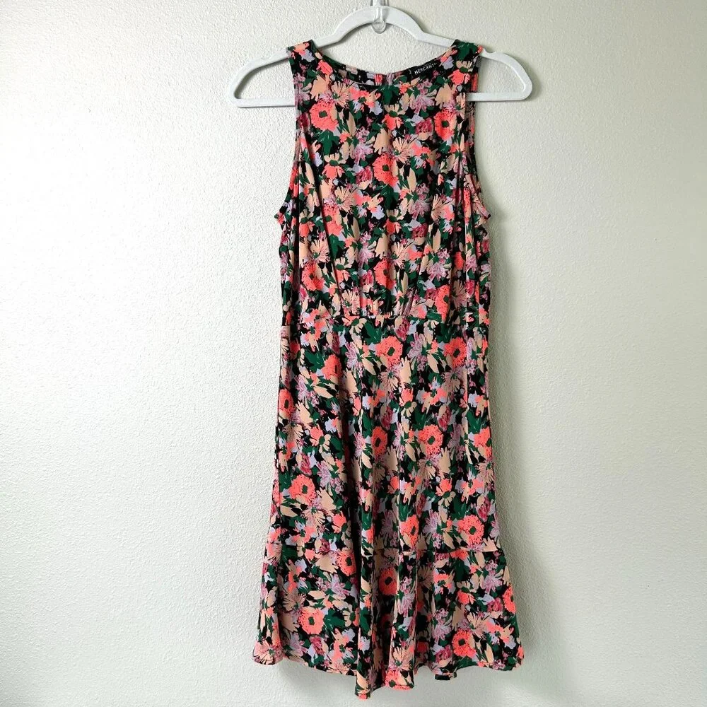 J Crew Mercantile Knee Length‎ Dress Size 6 Neon Floral Sleeveless Lined J4518